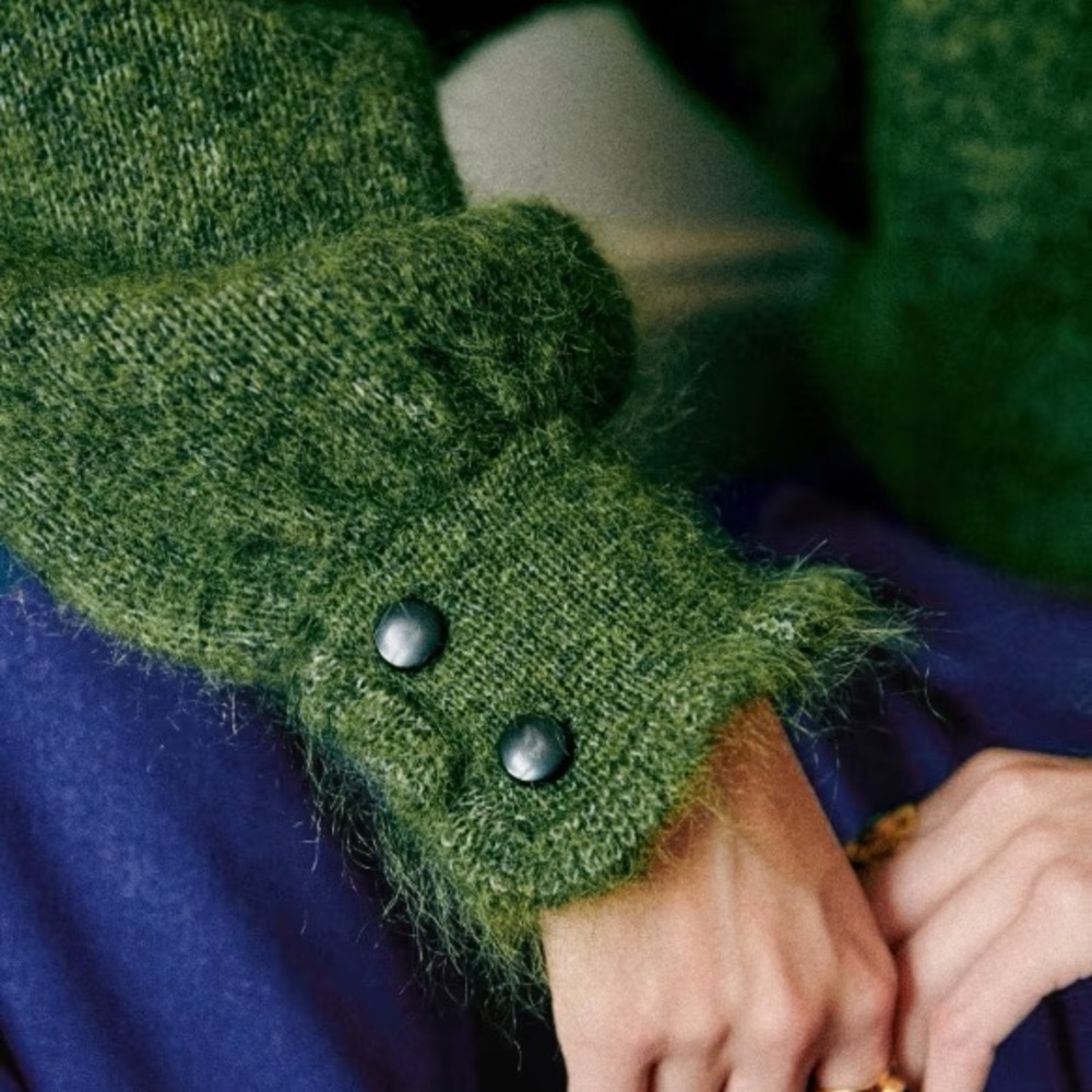 Sezane Green Cardigan Sweater - Picture 2 of 6